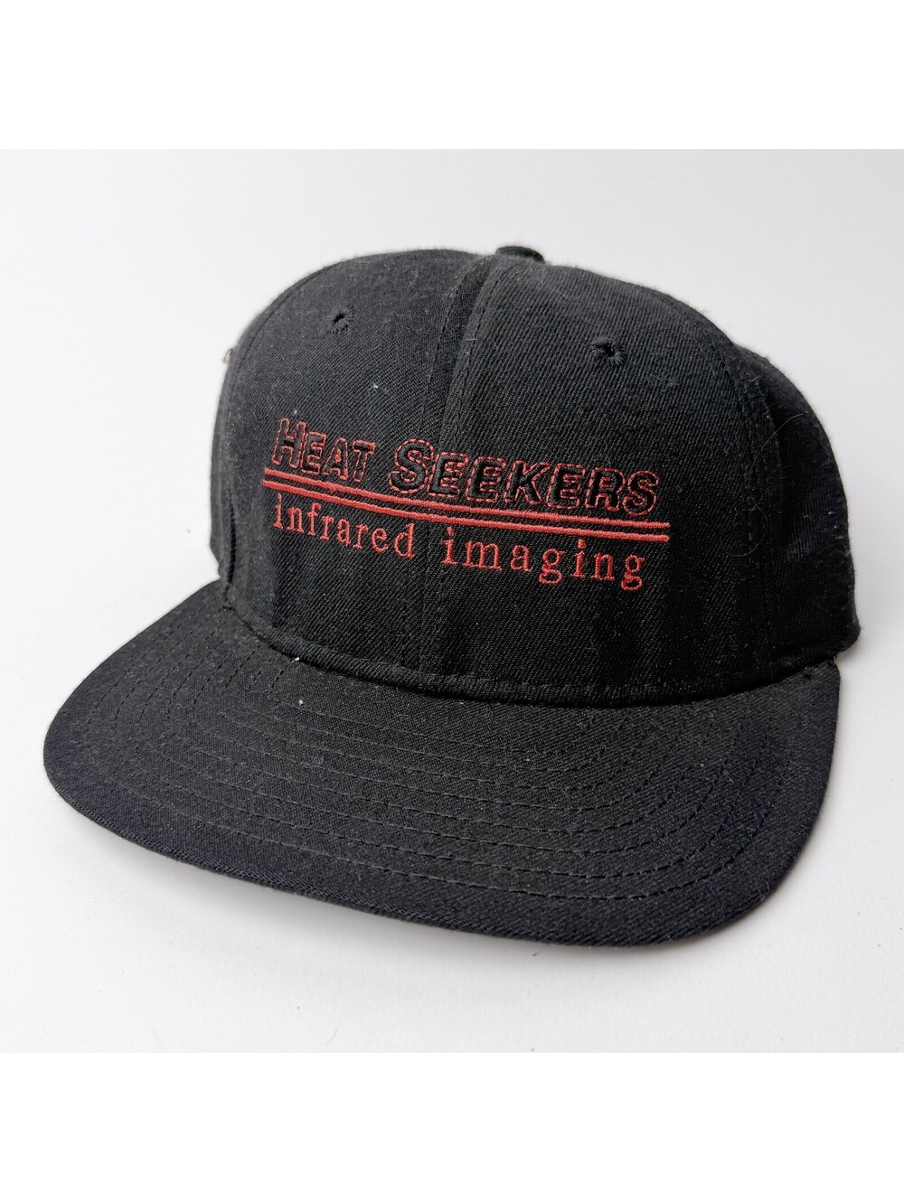 Vtg DeLong USA Made Heat Seekers Infrared Imaging Snapback Cap Black M-L